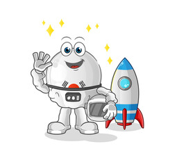 south korea astronaut waving character. cartoon mascot vector