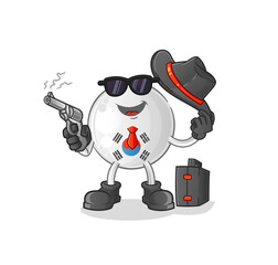 south korea mafia with gun character. cartoon mascot vector