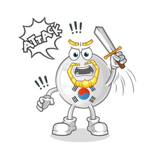 Obraz premium south korea knights attack with sword. cartoon mascot vector