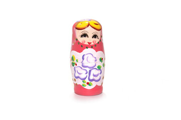 Blue matryoshkas russian wooden nesting doll. Isolated in white.