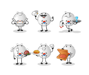 south korea restaurant group character. cartoon mascot vector
