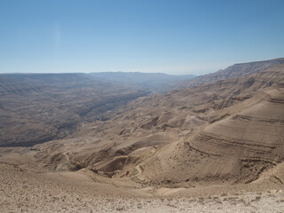 Vistas desde un mirador en la Carretera del Rey, Jordania, Oriente Medio, Asia