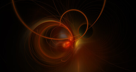 Abstract colorful red and orange fiery shapes. Fantasy light background. Digital fractal art. Festive wallpaper. 3d rendering.