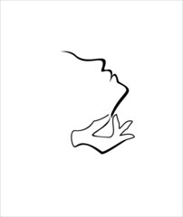 Obraz premium logo, girl, face, hand, fingers, skin, cosmetics, beautician, eco, bio, woman, head, dermatologist, health, care, one line, medicine, recovery, salon,