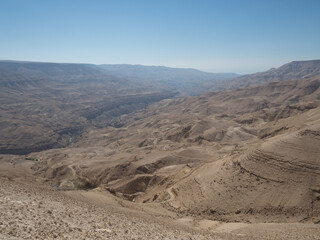 Vistas desde un mirador en la Carretera del Rey, Jordania, Oriente Medio, Asia