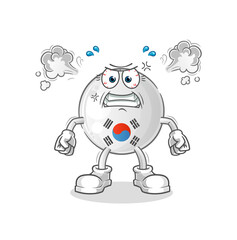 south korea very angry mascot. cartoon vector