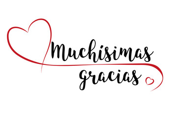Thank You lettering with red hearts (written in Spanish)