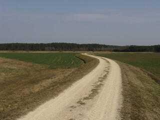 Fototapeta na wymiar szutrowa droga przez pola