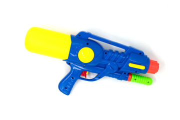 Blue toy Water Gun on white background