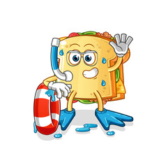 Obraz premium sandwich swimmer with buoy mascot. cartoon vector