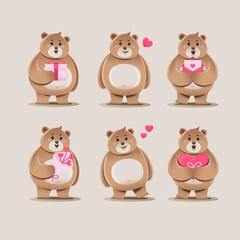 brown teddy bear illustration valentine day