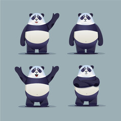 collection of cute panda mascots character design