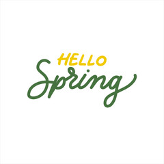 Hello Spring Brush lettering isolated. Handwritten vector Illustration. Modern brush calligraphy.