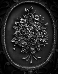 Beautiful wrought iron flowers decorating metal gates, luxurious wrought iron elements