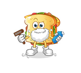 sandwich shave facial hair vector. cartoon character