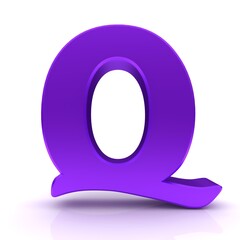 Q letter purple lilac violet sign 3d 