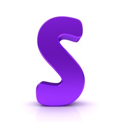 S letter purple lilac violet sign 3d 