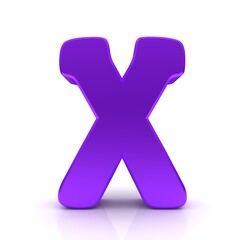 X letter purple lilac violet sign 3d 