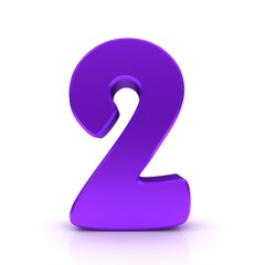 2 two number purple sign lilac 3d