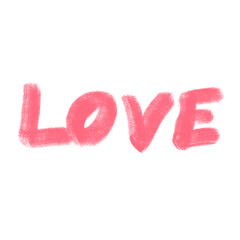 Lettering Love. Love for Valentine's Day. Sticker, icon. Simple illustration written by hand.