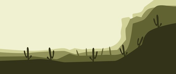 Cactus land desert landscape vector illustration, can be used for background, backdrop, wallpaper, desktop background, illustration, ads or web banner