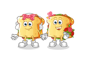 sandwich wedding cartoon. cartoon mascot vector