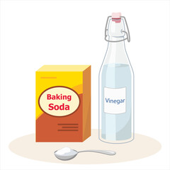 Baking soda and vinegar vector illustration