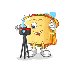 sandwich photographer character. cartoon mascot vector