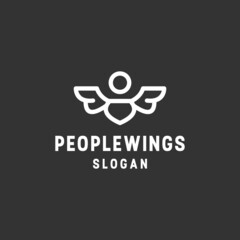 Abstract, luxury logo people wing design template Abstract, creative logo design icon On black backround