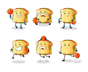 sandwich basketball player group character. mascot vector