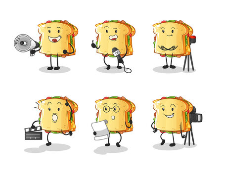 sandwich entertainment group character. cartoon mascot vector