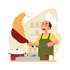 cooking with atraction in the kitchen