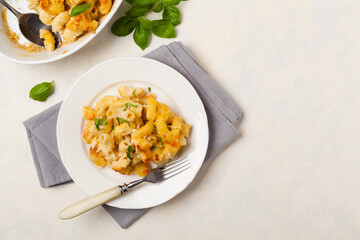 Traditional North American dish. Baked pasta with cheese.