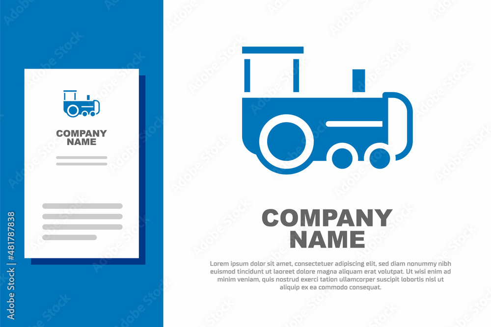 Wall mural Blue Toy train icon isolated on white background. Logo design template element. Vector