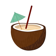 coconut cocktail with umbrella