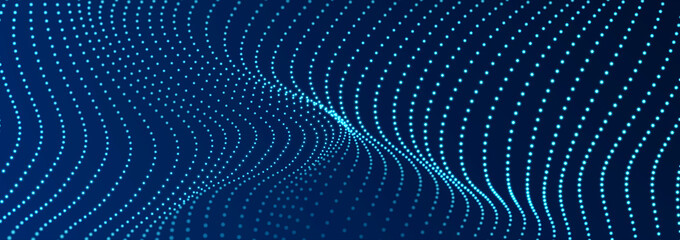 Beautiful curved wave on a dark background. Digital technology background. Concept of network. 3D
