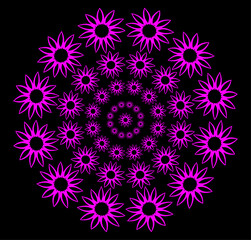 circular pattern with flowers, vector background