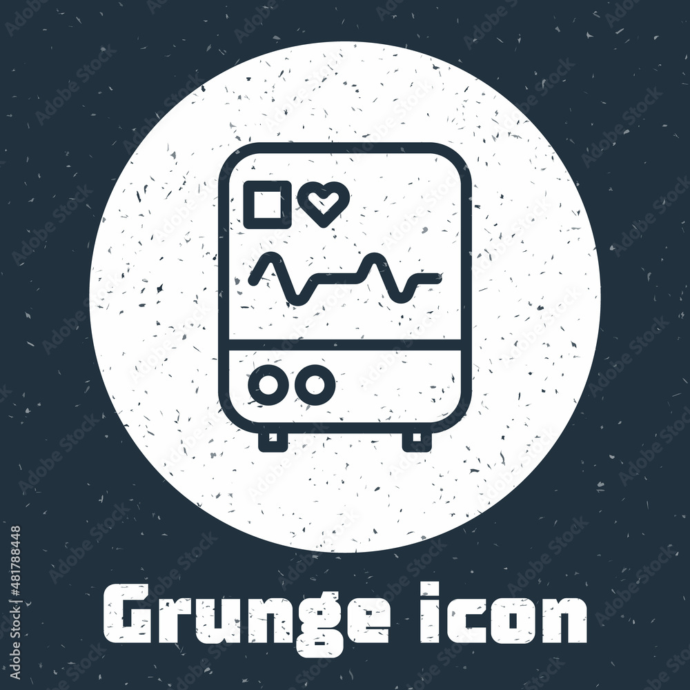 Aufkleber grunge line computer monitor with cardiogram icon isolated on grey background. monitoring icon. ecg 