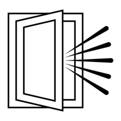 Room ventilation icon, open window icon room ventilation draft sign