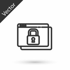 Grey line Secure your site with HTTPS, SSL icon isolated on white background. Internet communication protocol. Vector