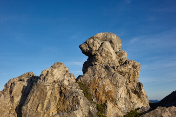 Felsenskulptur am Mindelheimer Klettersteig.