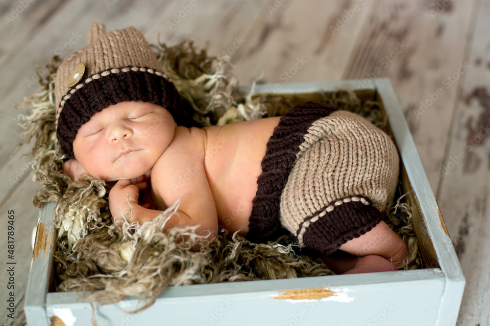 Sticker Newborn baby boy, sleeping happily