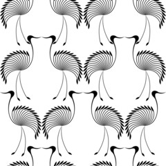 Birds. Seamless oriental pattern. Vector wallpaper.