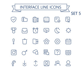 Interface vector outline mini line icons set. 24x24 px. Pixel Perfect. Editable stroke. - 481790026