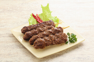 Beef kebab skewer minced meat