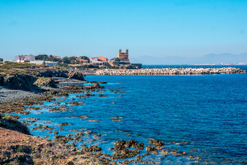 Views of the old town of the island of Tabarca, in the Spanish Mediterranean, in front of Santa Pola, Alicante