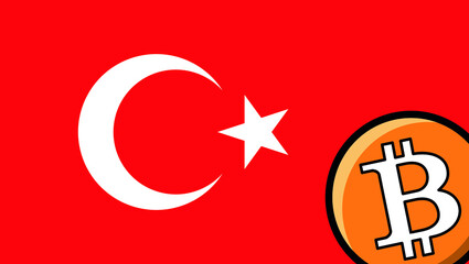 Obraz premium Turkey flag bitcoin icon digital asset