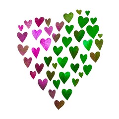 Dipinto cuore acquerello sfondo bianco 