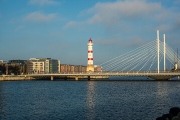 bridge over the river and lighthouse 