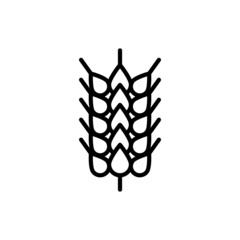 Fototapeta premium Wheat, cereal, barley thin line icon. Intolerance to gluten symbol. Organic bread. Vector illustration.